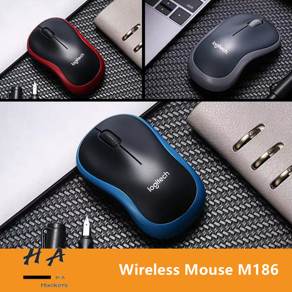 Logitech M186 Wireless Silent Mouse with 2.4GHz Optical Ergonomic PC Gaming Mouse for Mac OS/Window