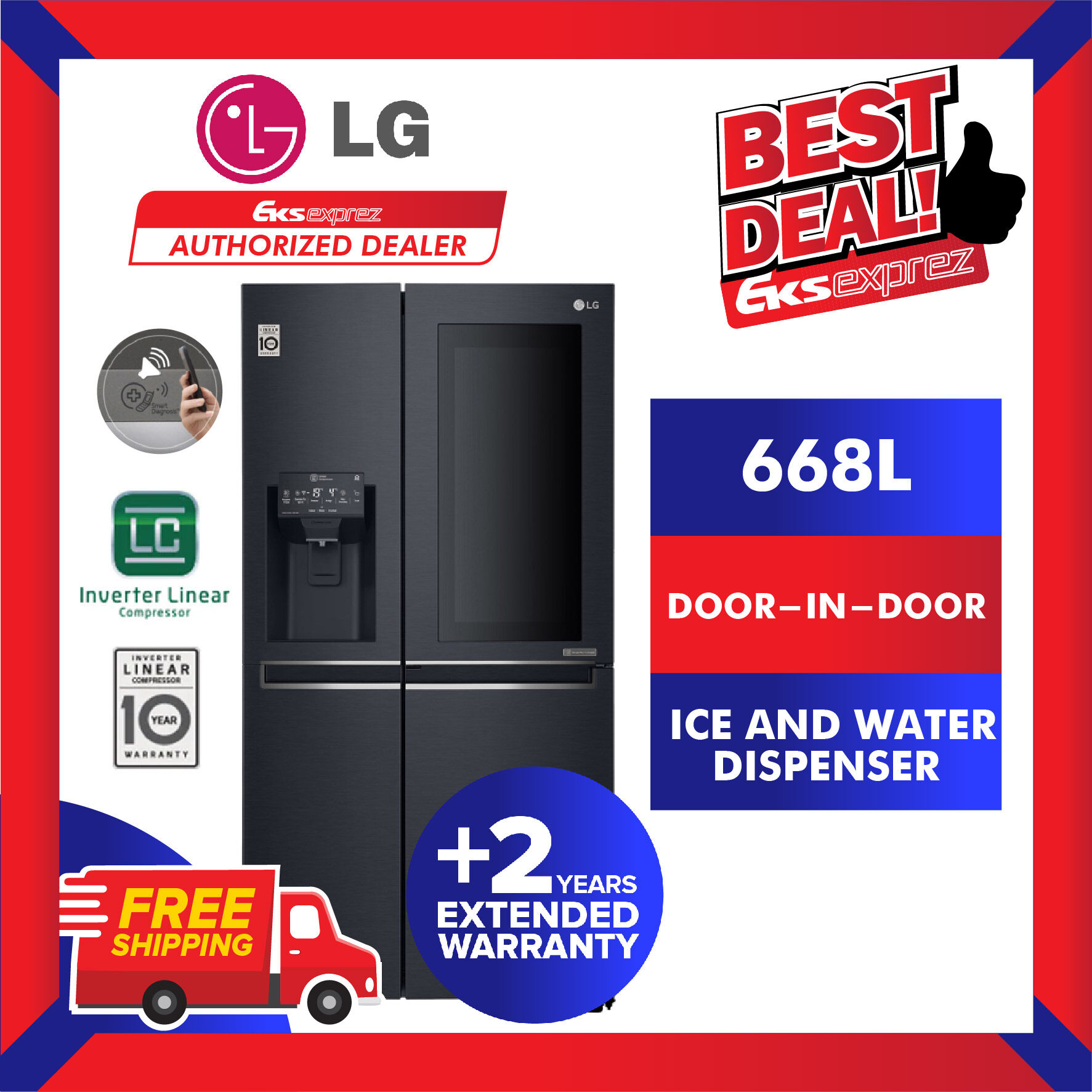 【FREE DELIVERY】LG Fridge GCX247CKAV 668L InstaView DoorinDoor