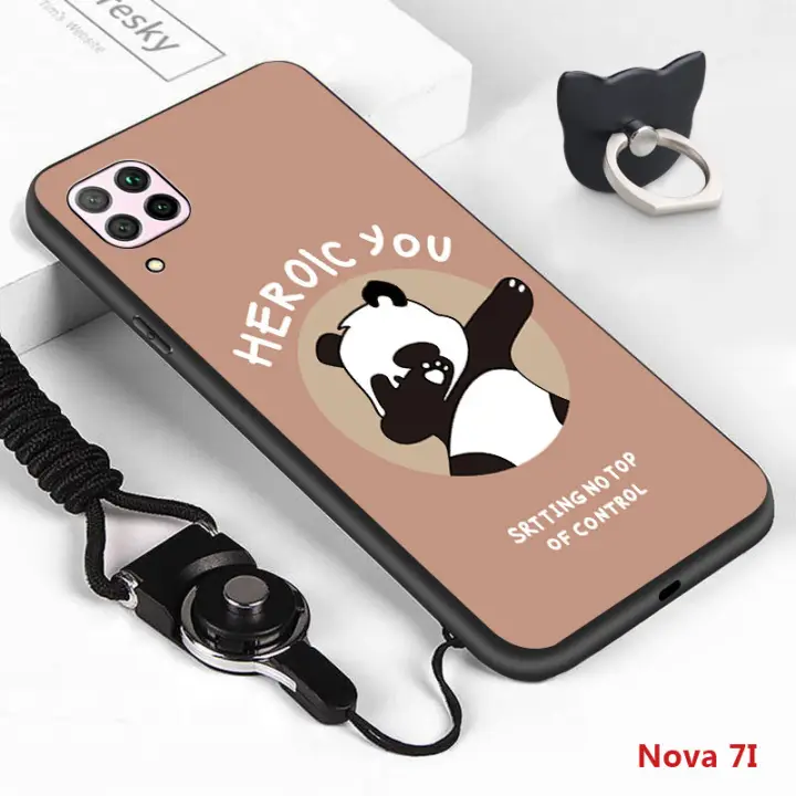 Jinsouwe For Huawei Nova 7i Finger Ring Lanyard Shockproof Softcase Fashion Cute Panda Handphone Hp Casing Nova7i Girls Boys Lovely Soft Tpu Silicone Mobile Phone Case Cover Lazada Ph