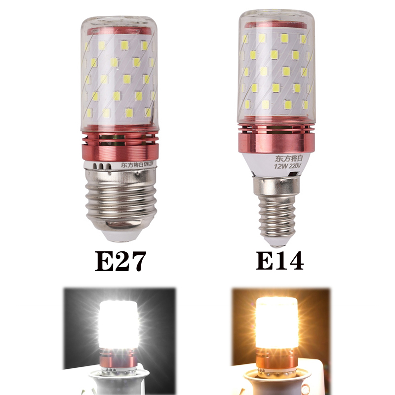 E14 E27 Screw LED 12W Corn Bulb Highlight Bulb Light Household Energy-saving Heating and Cooling Chandelier