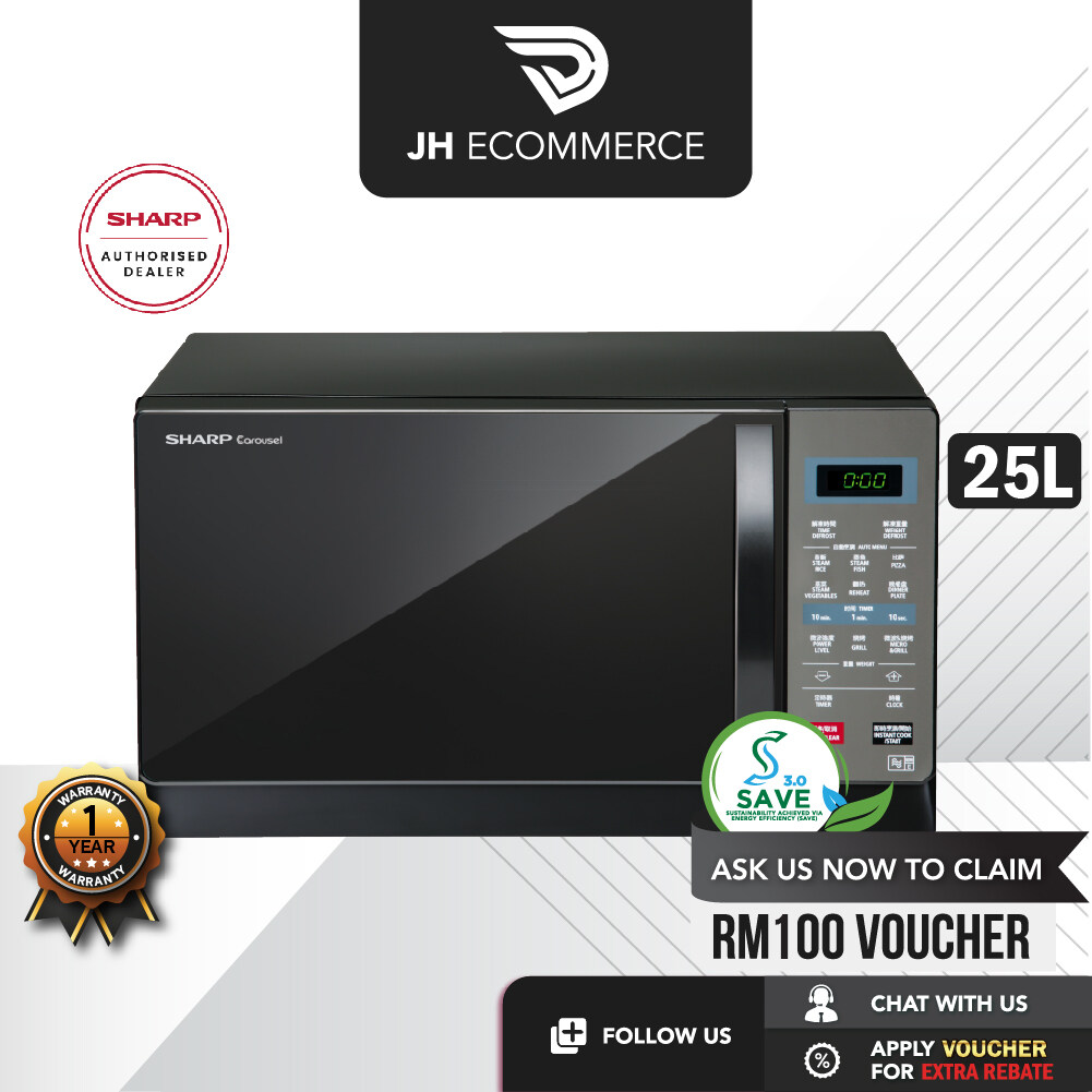 【24H Ship Out】Sharp 25L Microwave Oven with Grill R607EK Mirror Glass