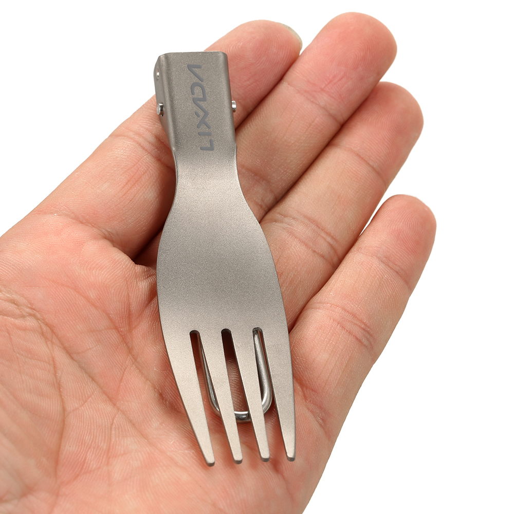 Lixada Nĩa Gấp Bằng Titan Nĩa Trái Cây Ăn Tối Di Động Ngoài Trời Siêu Nhẹ Bộ Đồ Ăn Để Cắm Trại Ba Lô