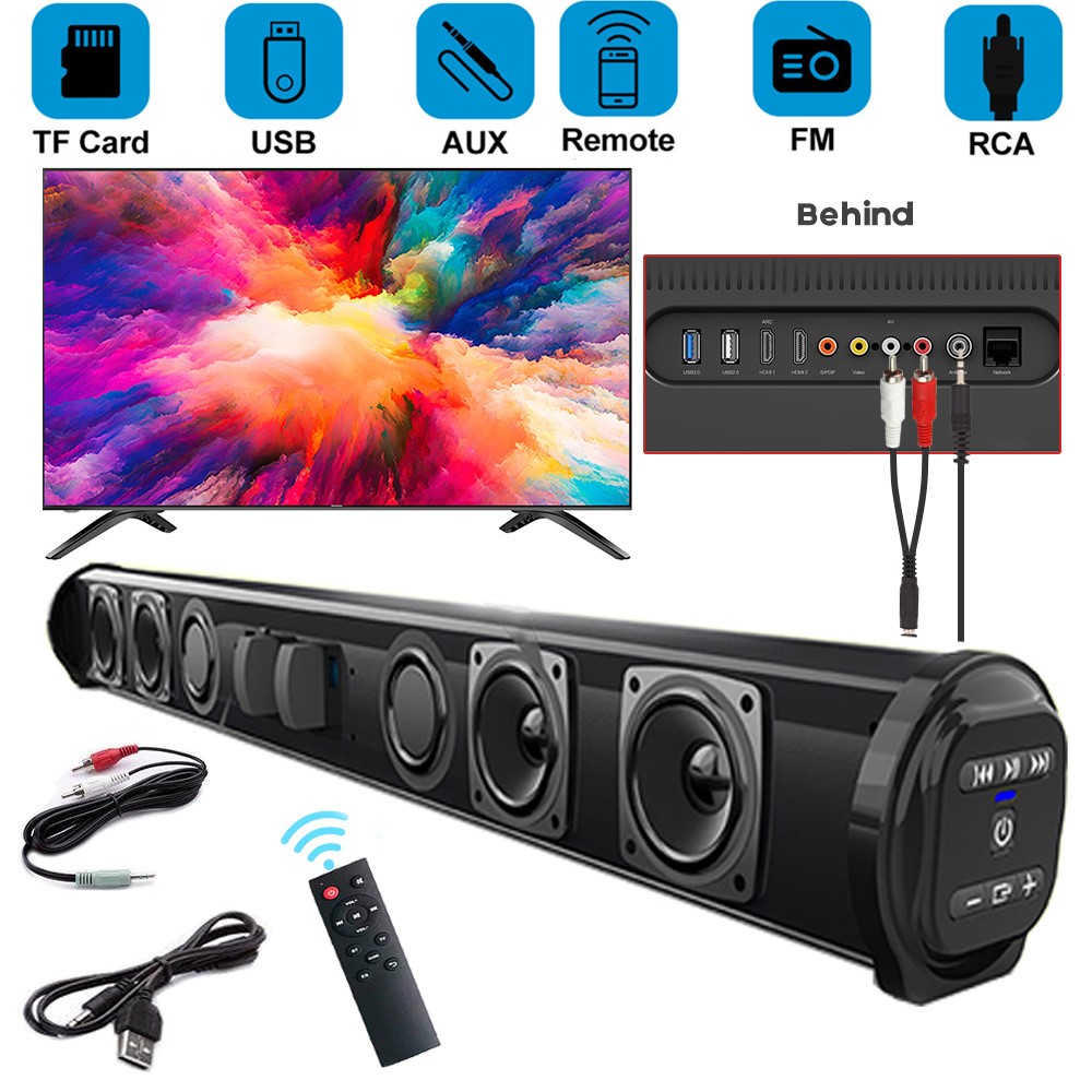 EsHi Zone Column Powerful Home Theater TV Sound Bar Speaker Wired Wireless Bluetooth Surround Soundbar for PC TV Outdoor Speakers Remote