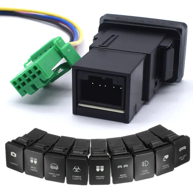 12V Đèn Nền Đèn LED Xanh Chiếu Sáng Chuyển Đổi ON/Off Kết Nối Chuyển Đổi Trang Bị Thêm Chuyển Đổi 33X22Mm Cho Toyota Landcruiser Yaris RAV4