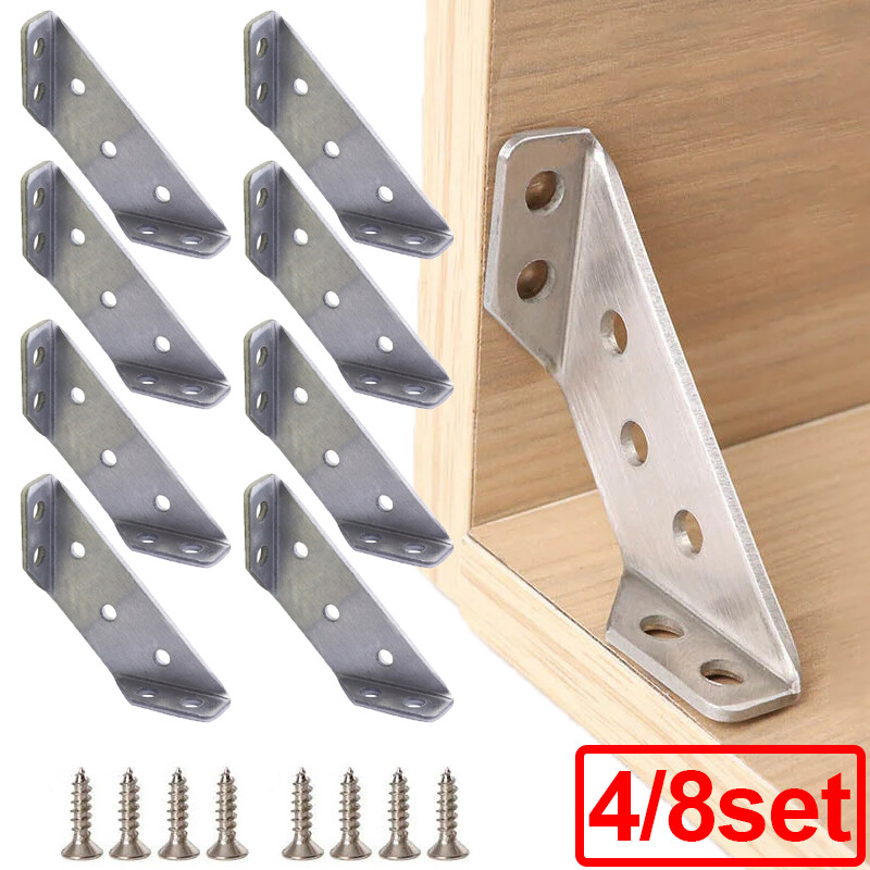 8 cái góc xoay thép không gỉ góc giá đỡ đầu nối Fastener bảo vệ góc Phải góc đứng hỗ trợ đồ ngũ kim đồ nội thất