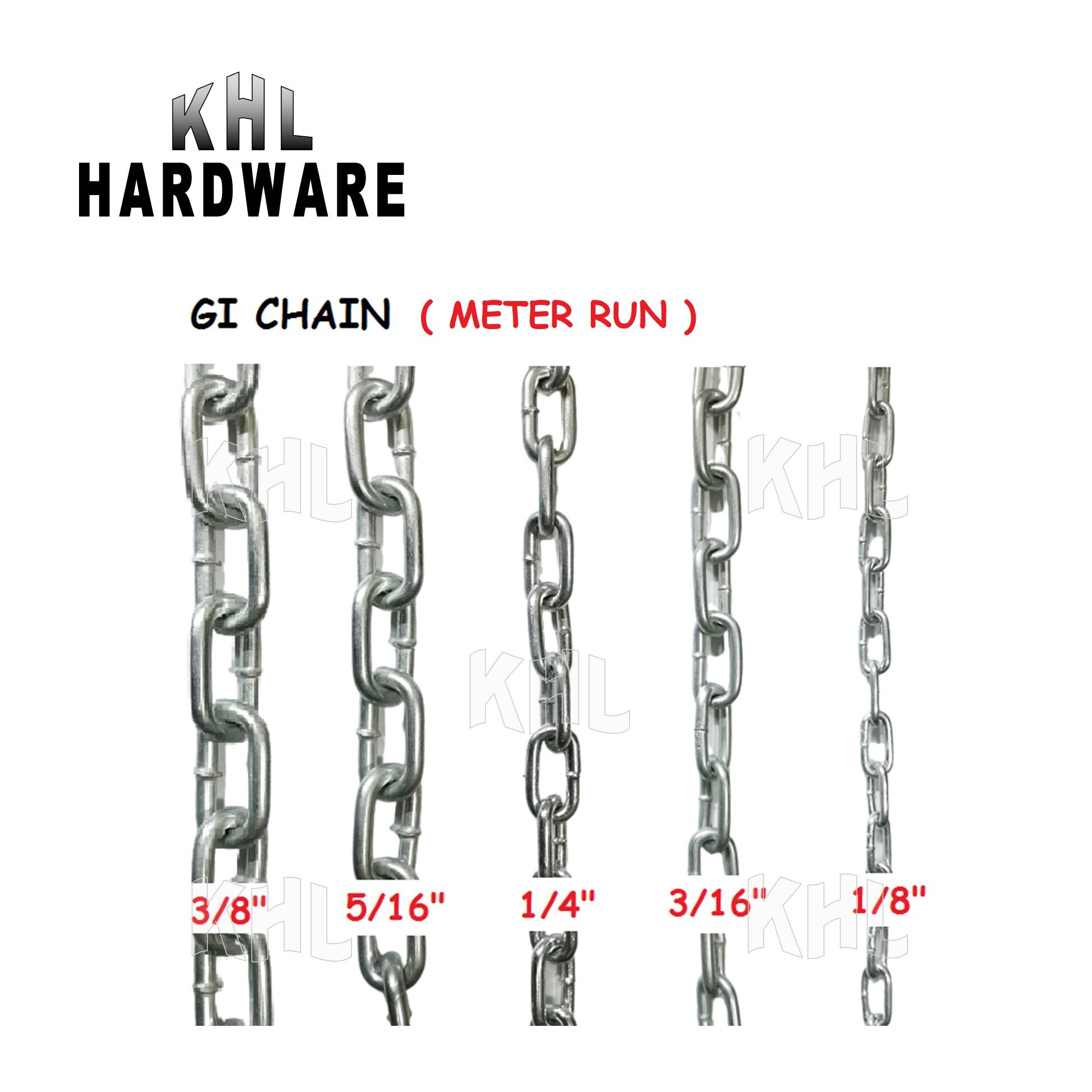 [KHL] 1 Meter GI Chain / Galvanized Chain Link / Rantai Besi - 1/8