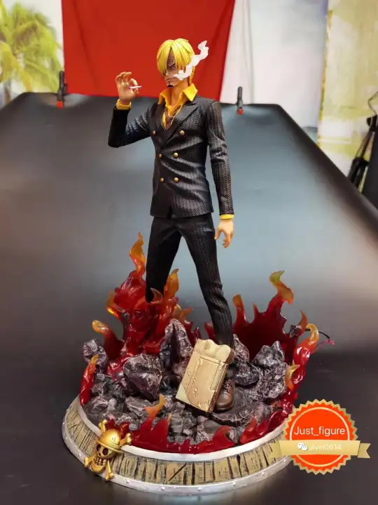 Sanji Ready Stok Onepiece Figure Gk Sanji Copyresin 37cm海贼王gk梦幻山治黑足香吉士火焰三色发光 Lazada