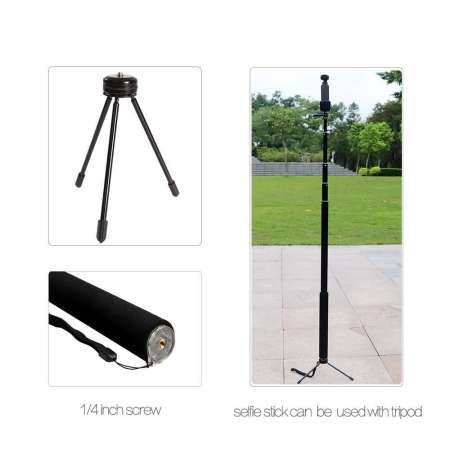 3M สีดำอะลูมินัมอัลลอย Monopod Selfie Stick สำหรับ Insta360 One X/DJI OSMO Action/กระเป๋า/GoPro HERO 7 6 5 ขาตั้งกล้องอุปกรณ์เสริม