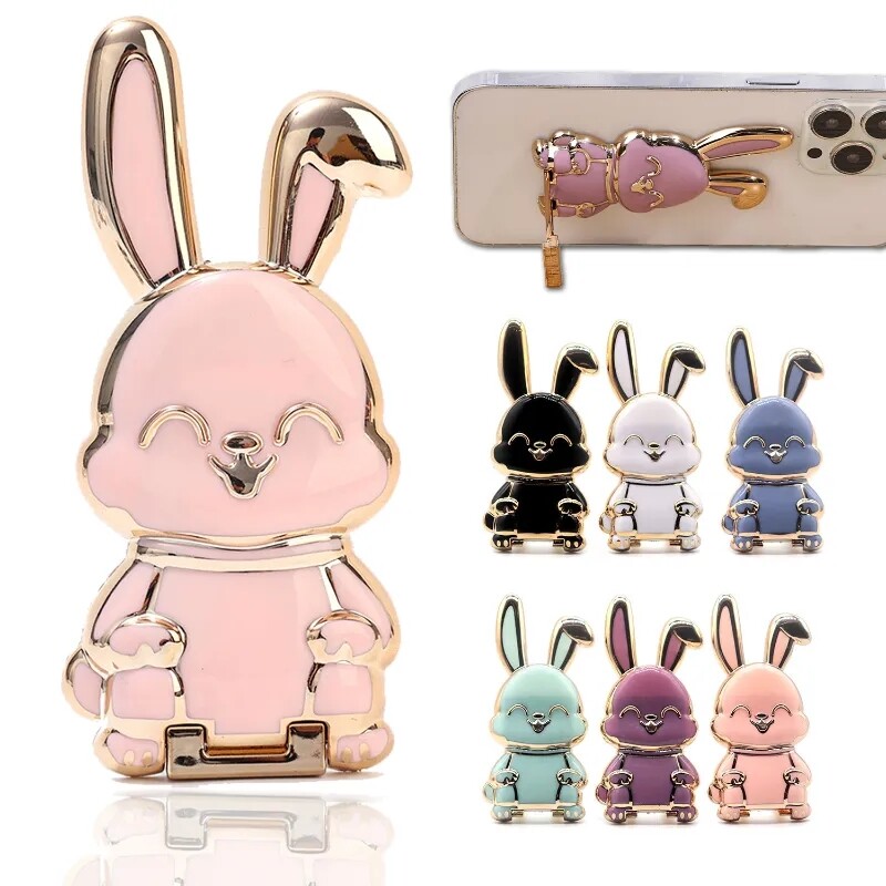 Phổ Dễ Thương Thỏ hoạt hình Nhẫn đeo ngón tay chủ đứng cho điện thoại di động Bunny giá đỡ có thể gập lại điện thoại di động chân đế phụ kiện điện thoại
