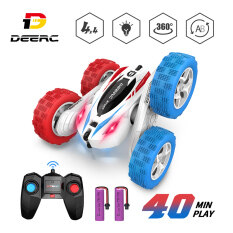 DEERC DE38 Xe Đồ Chơi Trẻ Em Siêu Tốc Độ 2.4G Tín Hiệu 360 ° Xoay Hai Mặt Đồ Chơi Xe Đua Cho Bé Trai Trẻ Em Quà Tặng Không Dây Xe Leo Núi RC Xe Lăn Xe Tải Nhào Lộn Với Âm Nhạc Hợp Thời Trang