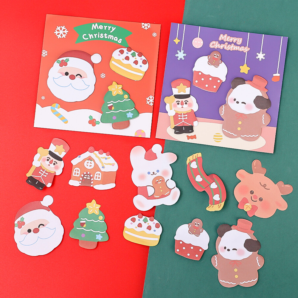 60Sheets Cartoon Christmas Sticky Notes Student Memo Notes Cute Hand Account Post-it Notes Xmas Gift