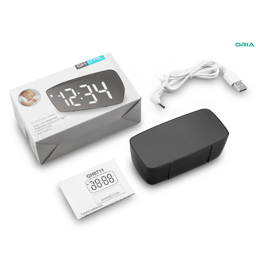 Đồng Hồ Kỹ Thuật Số ORIA, Đồng Hồ Để Bàn Nguồn USB, Đồng Hồ Báo Thức Led Tự Động Thay Đổi Độ Sáng Dành Cho Phòng Ngủ Văn Phòng Em Bé