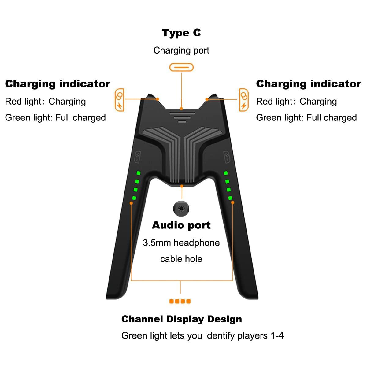 Tay Cầm Sạc Nhanh Hình Chữ V Cho Nintendo Switch Oled JoyCon Đế Sạc Bộ Điều Khiển NS Giá Đỡ Tay Cầm Chơi Game