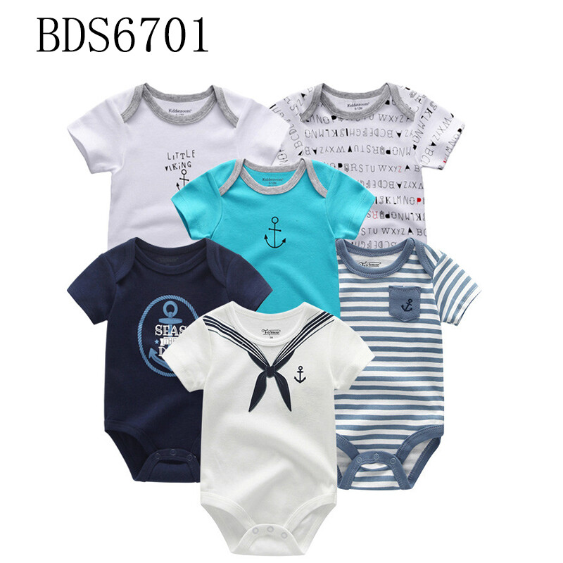 Kiddiezoom 6 Miếng Áo Liền Quần Trẻ Em Quần Áo Sơ Sinh Bộ quần áo hoạt hình bé trai mới sinh