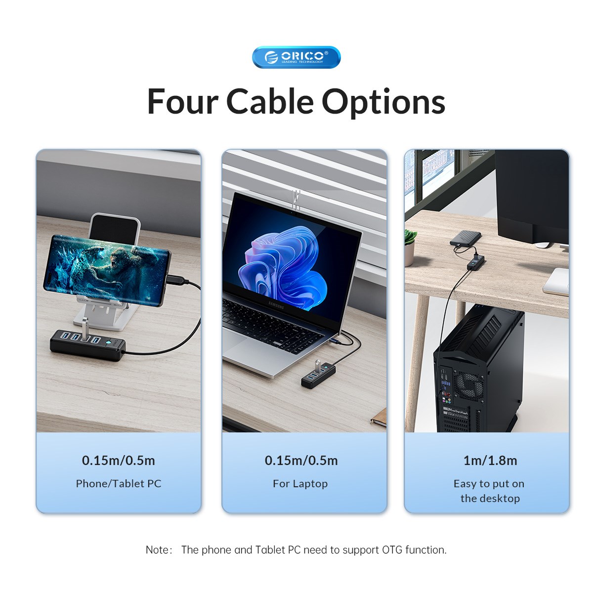 ORICO Bộ Chia Cổng USB Bộ Chuyển Đổi Nhiều 4 Cổng 3.0 Bộ Chia Nhiều Cổng USB Nguồn Micro USB Mở Rộng OTG Tốc Độ Cao Cho Máy Tính PC Phụ Kiện Máy Tính Bộ Chia Usb Adaptador Bộ Chia Usb Có Nguồn Điện