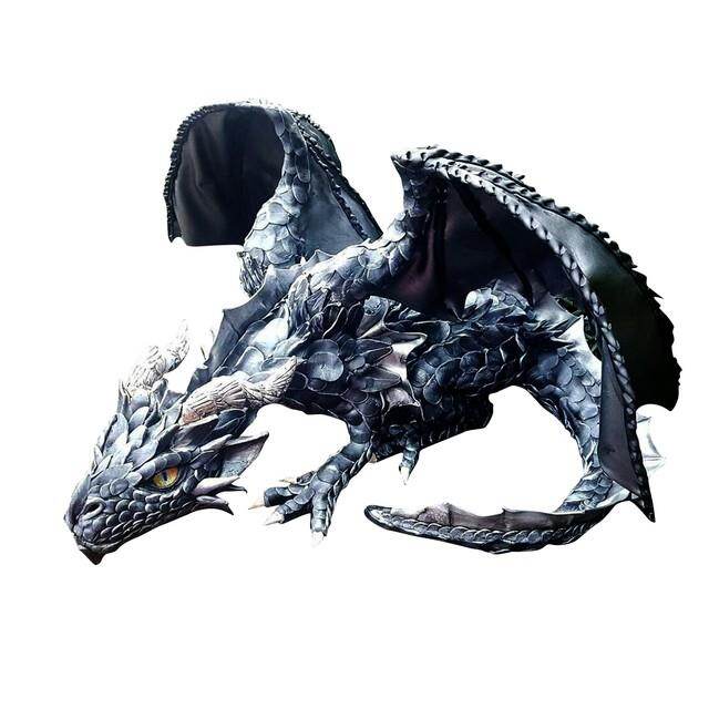 H F Big Squatting Dragon Sculpture Dragon Guar DianGarden Dragon Statue Collecting 22cm Resin Ornament Outdoor Yard Decoration