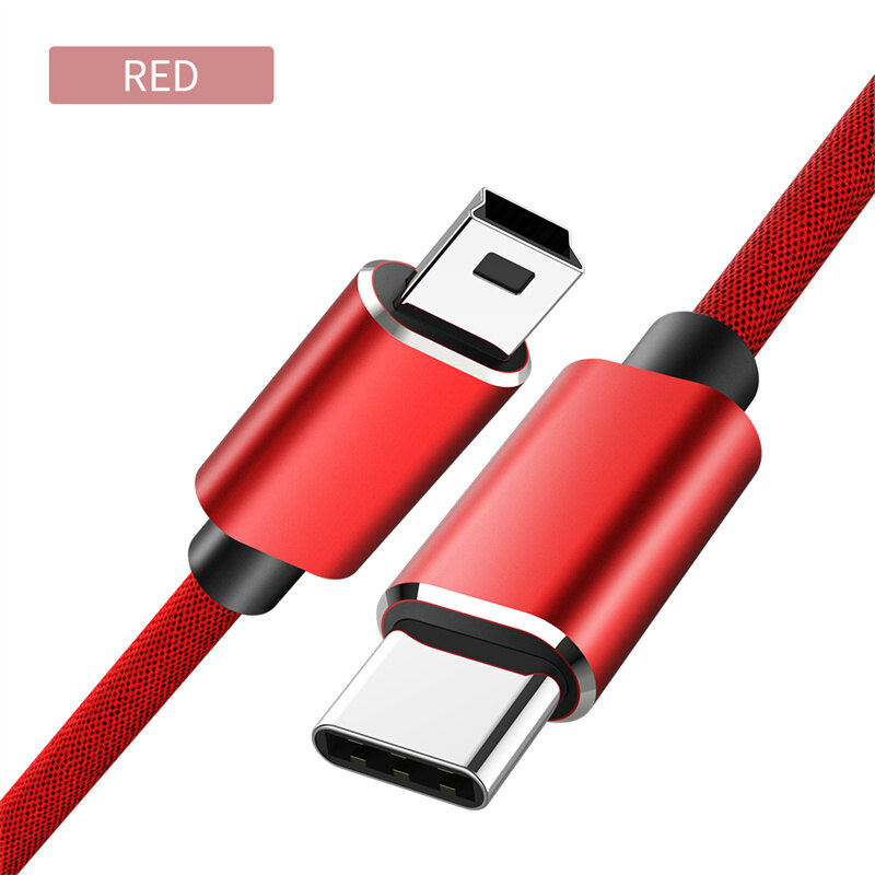 ECILY USB Type C To Mini USB Quick Charging Cable USB2.0 Charger Data Transfer Cable For Computer Synchronization Data Transmission