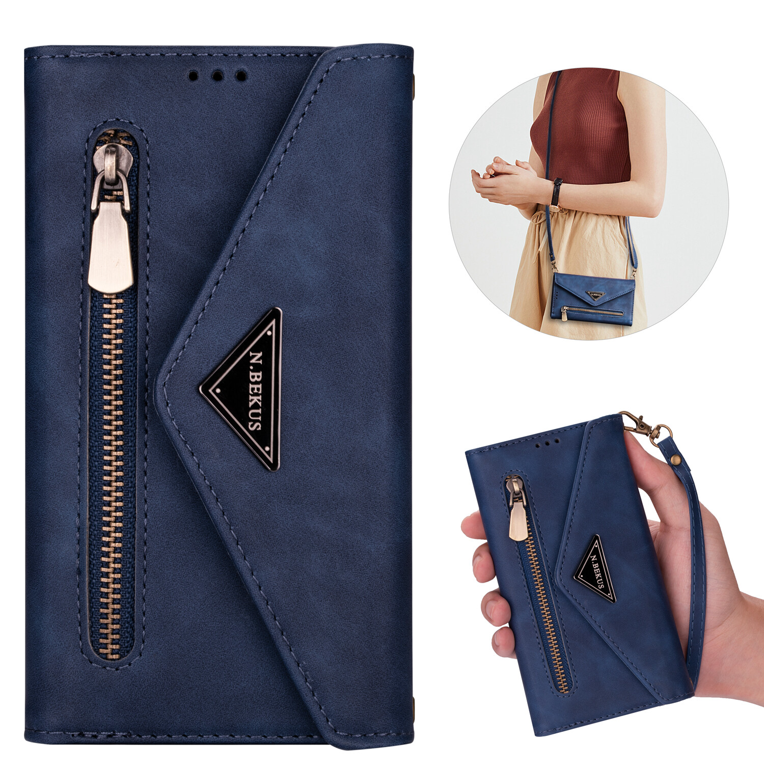 For samsung galaxy s24 ultra note10 plus s9 plus s8 s10 note9 note8 note 10 lite a52s s23 s22 ultra note20 ultra case crossbody strap detachable zipper wallet card slot backpack leather phone case