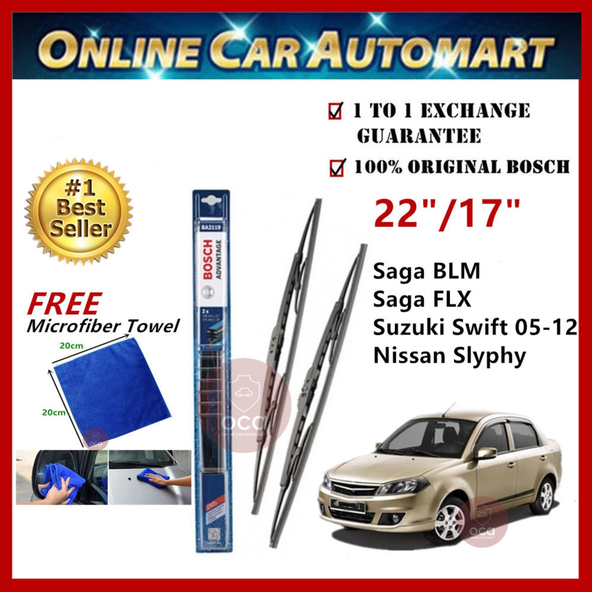 Bosch Advantage Ba2217 Wiper Blade Set Proton Saga Blm Flx Fl 22 17 Black Compatible Only With U Hook Type Lazada