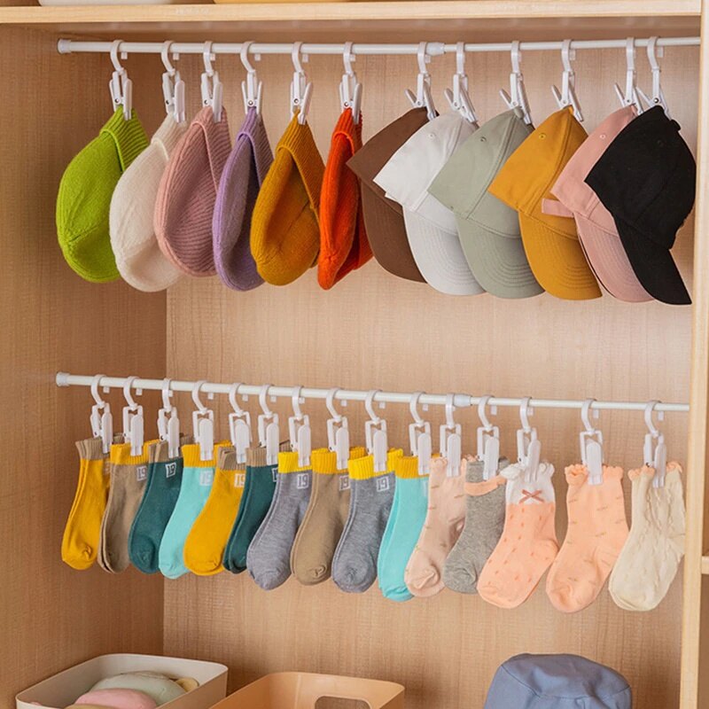 YESPERY 1/4/8 Chiếc Móc Mũ Xoay Được Móc Phơi Quần Áo Bằng Nhựa Đa Năng Móc Trưng Bày Mũ Cho Cửa Hàng Móc Treo Găng Tay Kẹp Phơi Tất