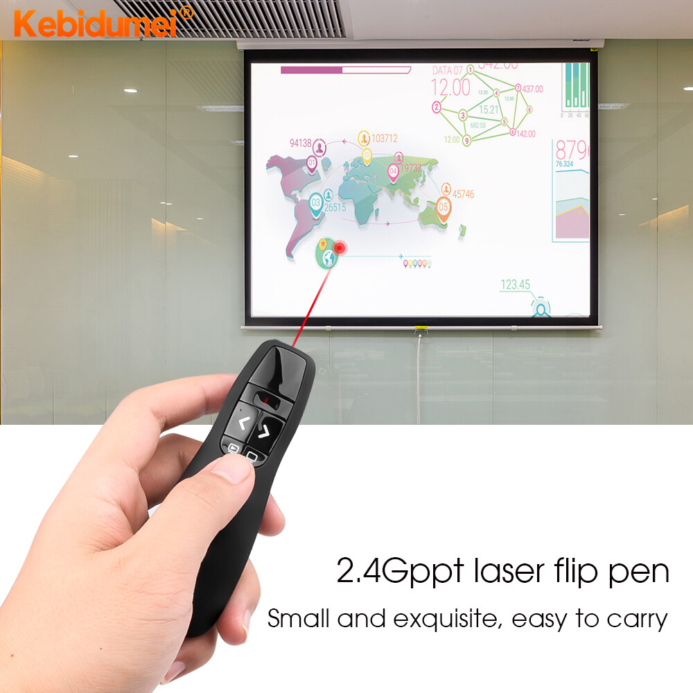 Kebidumei 2.4G Wireless Presenter USB Remote Control Pointer Pen Page Turning Presentation for PPT PowerPoint Teaching Meeting Office