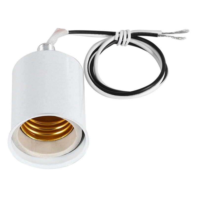 Bảng giá E27 Ceramic Screw Base Round LED Light Bulb Lamp Socket Holder Adapter metal Lamp Holder With Wire