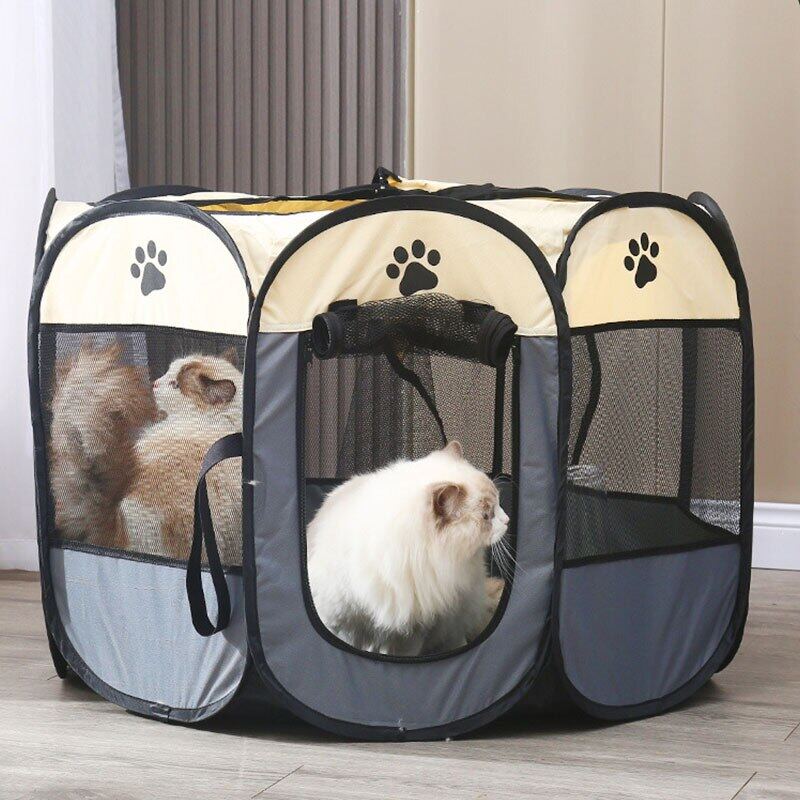 Portable Pet Cage Folding Pets Tent Outdoor Dog House Octagon Cage For