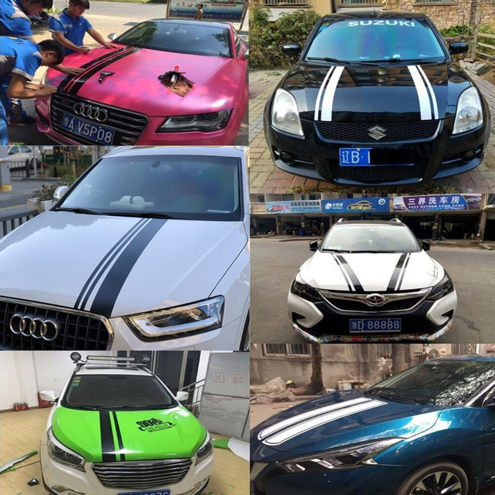 Miếng Dán Trang Trí Nắp Ca-pô Xe Hơi Sọc WRC Thời Trang Đề Can Đầu Xe Thể Thao Đua Xe Bằng Vinyl Chống Nước Cho Honda
