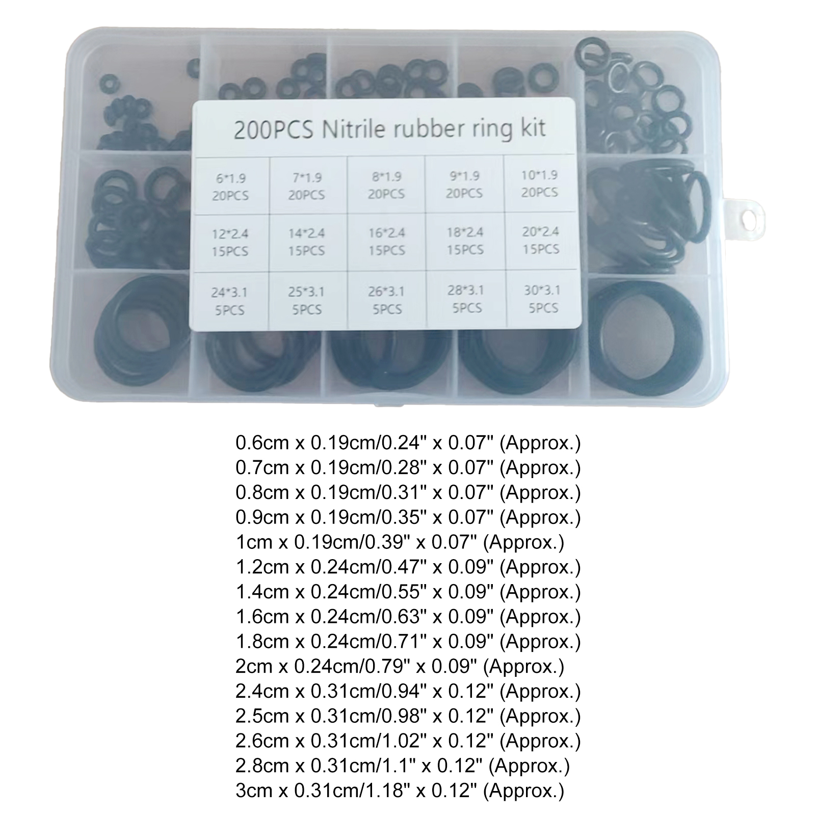 Farfi 200Pcs Seal Ring Waterproof Good Flexibility Assorted 15 Sizes Rubber Sealing Gasket Auto Supplies Seal Ring Anti-static
