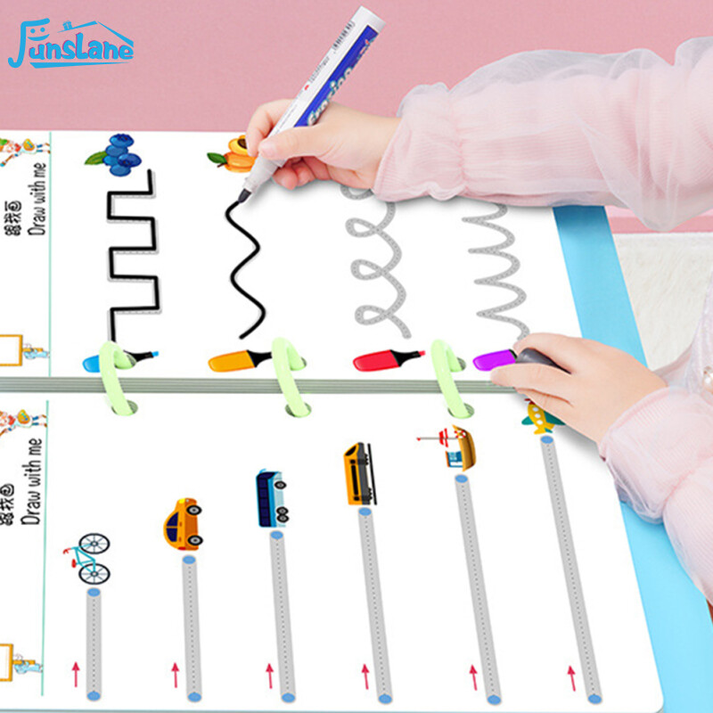 FunsLane Magic Practice Copybook For Kids Reusable Handwriting Practice Book Graffiti Coloring Book For Kindergarten Preschools