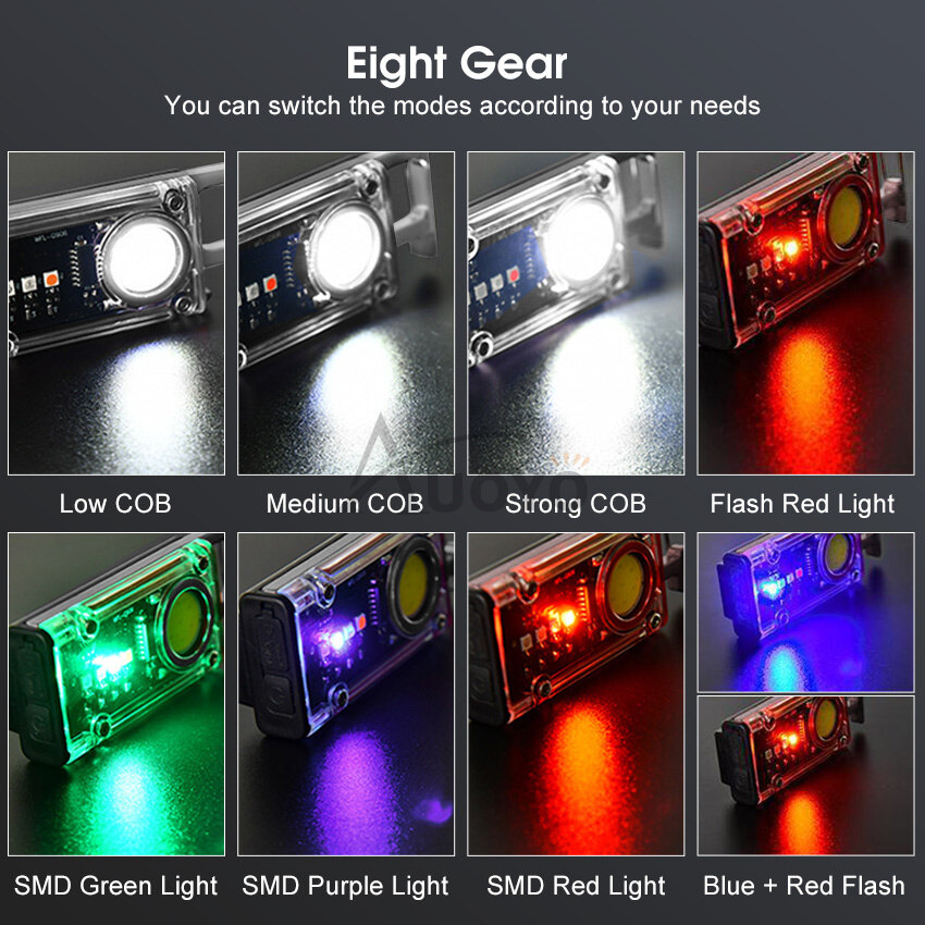 Auoyo Flashlight COB Rechargeable Mini Keychains Work Light Portable Dual Light Source High Brightness Flashlight Strong Light Multi-Functional Flashlight For Outdoor Camping Working Repairing