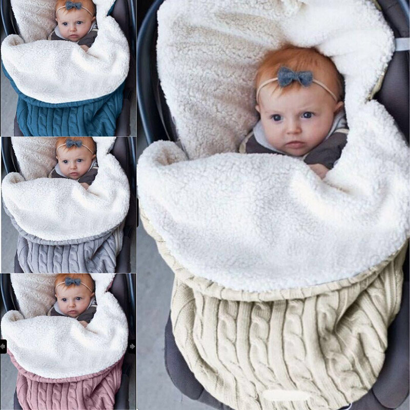 HS Baby plush sleeping bag thickened knitted warm sleeping bag