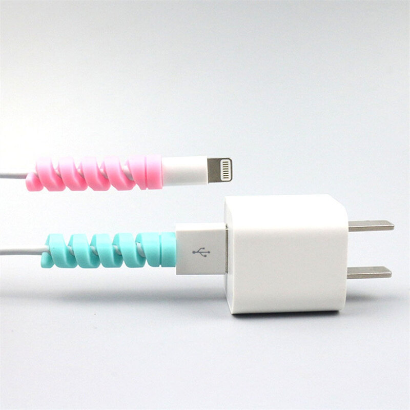 12 cái bảo vệ cáp phổ Silicone Cáp dữ liệu xoắn ốc Winder cuộn dây Bộ Kẹp giữ dây cáp cho cáp sạc bảo vệ cáp phụ kiện