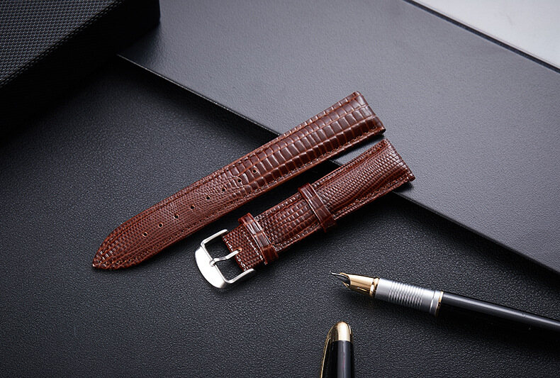 12mm 14mm 16mm 18mm 20mm 22mm 24 mm Watch Strap Lizard Pattern Soft Wristband Bracelet Watch Accessories Refit Genuine Leather Watchband