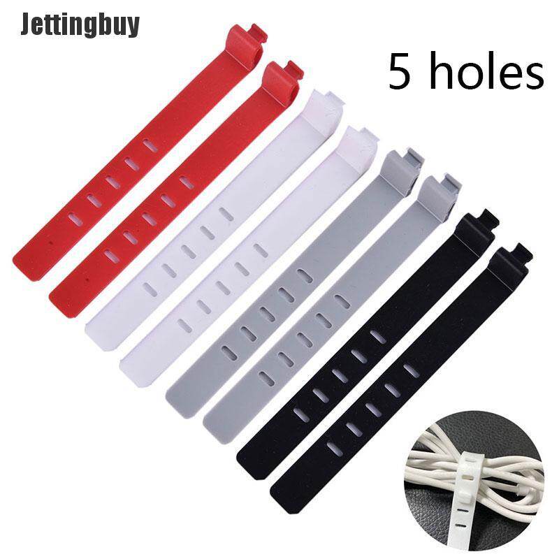 [Jettingbuy] 2PCS Silicone Phone Data Cable Winder Earphone Clip Charger Organizer Cable Tie Black