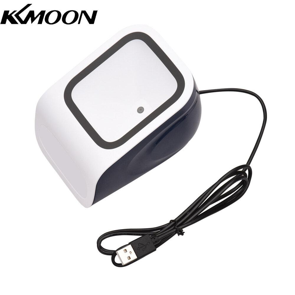 KKmoon 1D 2D QR Desktop Barcode Scanner Platform Hands-free USB Wired Bar Code Reader Scanner Plug&Play Compatible with Window Android System Large Scanning Window