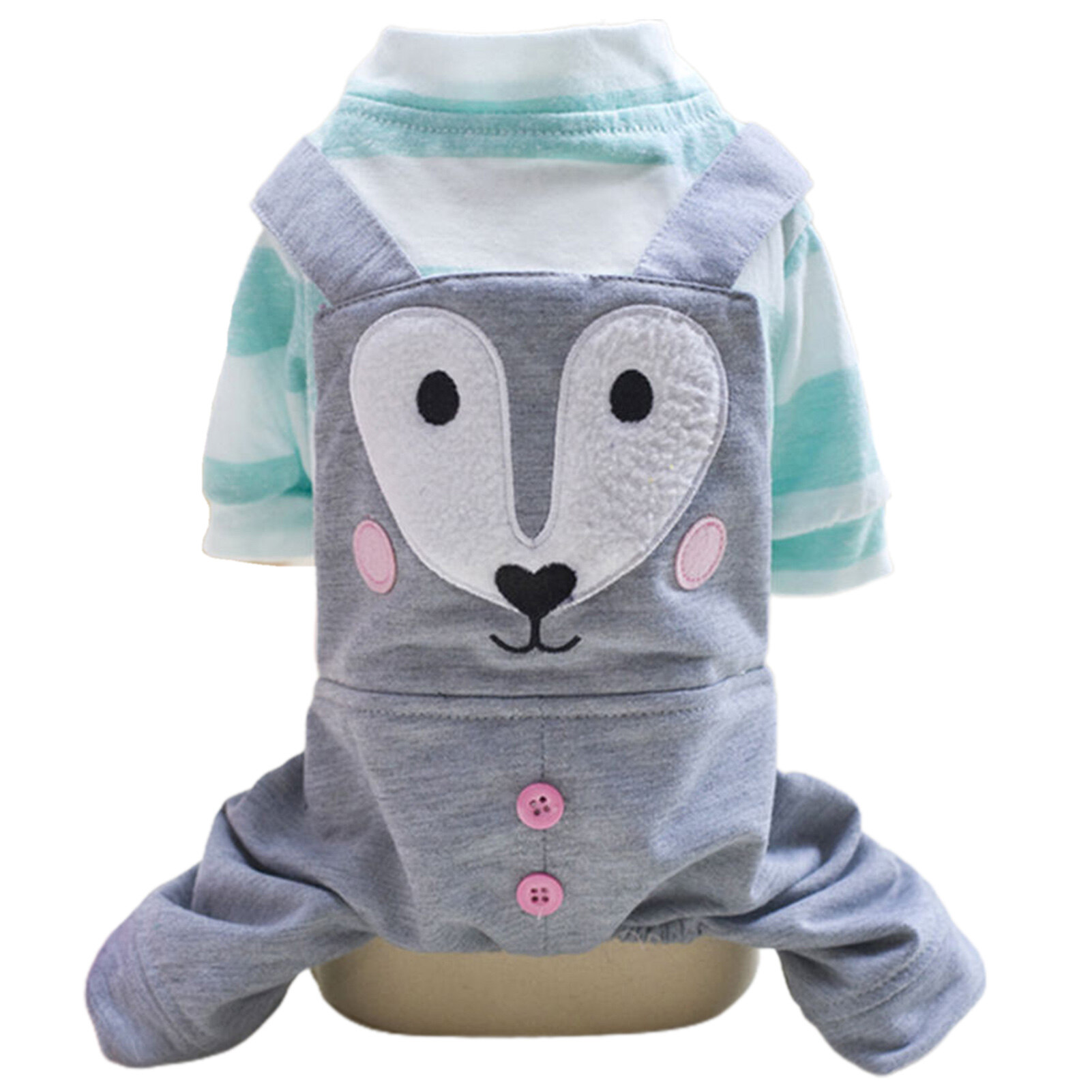huanhuang® Spring Pet Cat Fox Pattern Button Stitching Suspenders Four-legged Dog Clothes