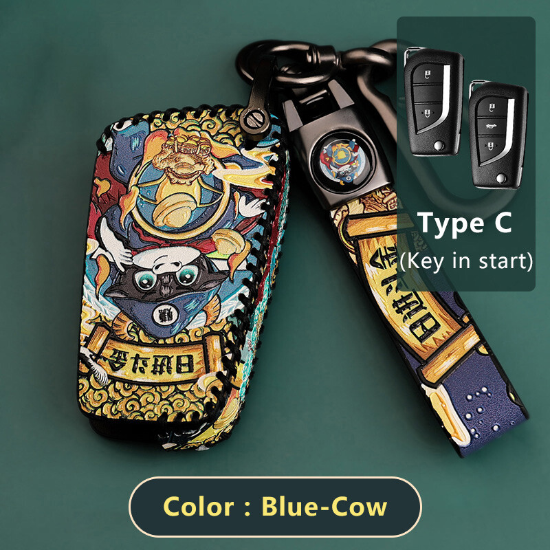 CQ Leather Car Key Case Remote Cover for Toyota 86 Corolla Highlander Rav4 Camry CHR Aygo Land Cruiser 200 Prado Auto Accessories