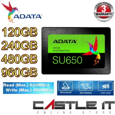 ADATA Ultimate SSD SU650 120GB/240GB/480GB/960GB SATA 3D Tech Solid State Drive 3 Years Warranty