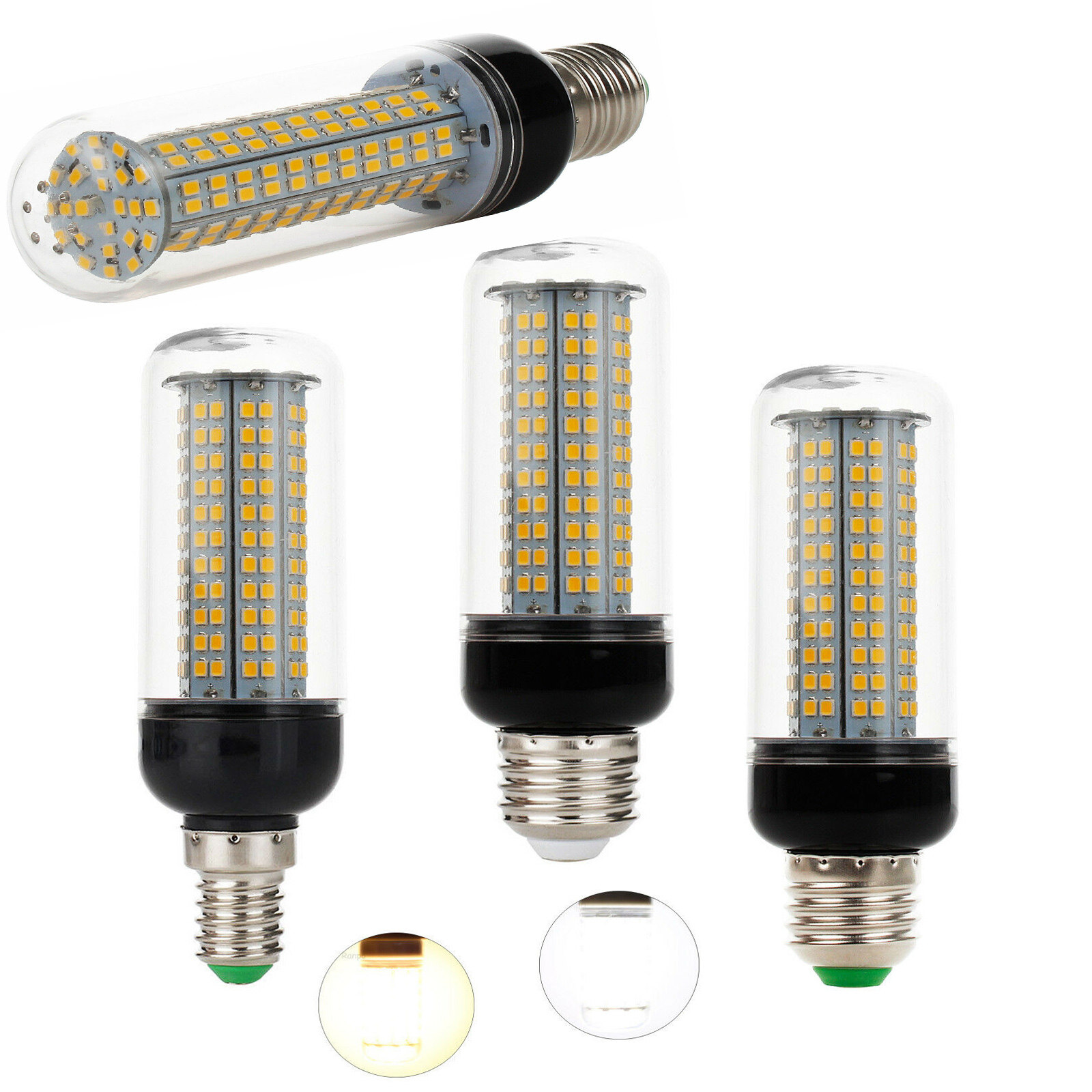 Eranpo 2/5pcs high brightness led corn light bulbs e26 e27 e14 b22 32w 200leds 220v 240v 2835 smd led light 100w equivalent lamp cool white/warm white