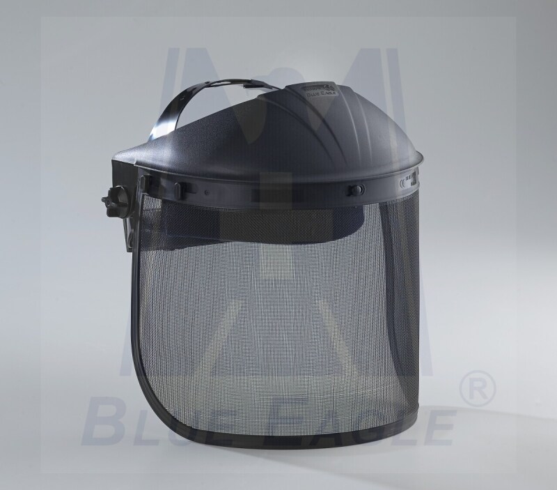 BLUE EAGLE Black ABS Visor Holder / Browguard D1BK + Black Steel Mesh Face Shield Visor, Certified with CE, ANSI