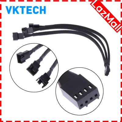 [Vktech] 4 pin PWM Fan Cable 1 to 3 ways Splitter Black Sleeved Extension Cable