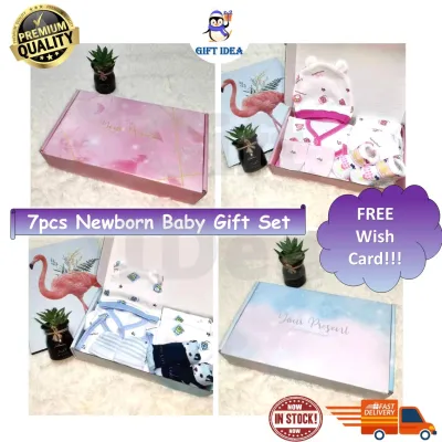D002 7pcs Bajet Kotak Hadiah Newborn Baby Budget Newborn Baby Giftset Baby Boy Girl Newborn Set Newborn Cloth Baju