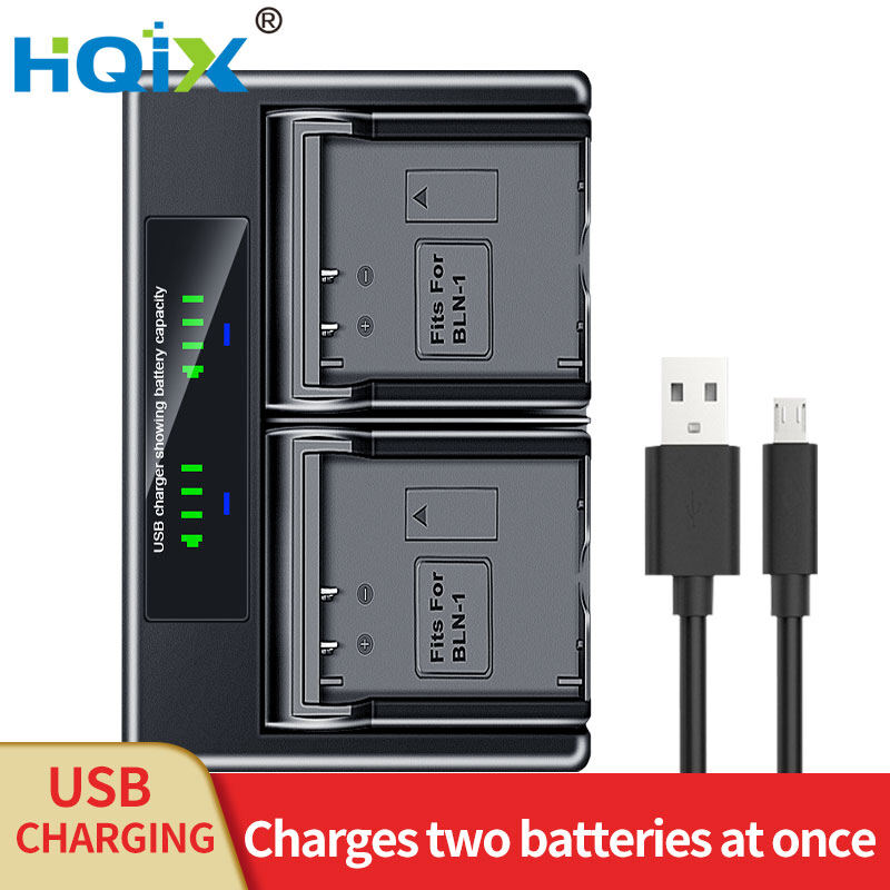 Hqix for olympus e-p5 pen-f e-m1 e-m5 e-m5 mark ⅱ camera bln-1 dual charger battery
