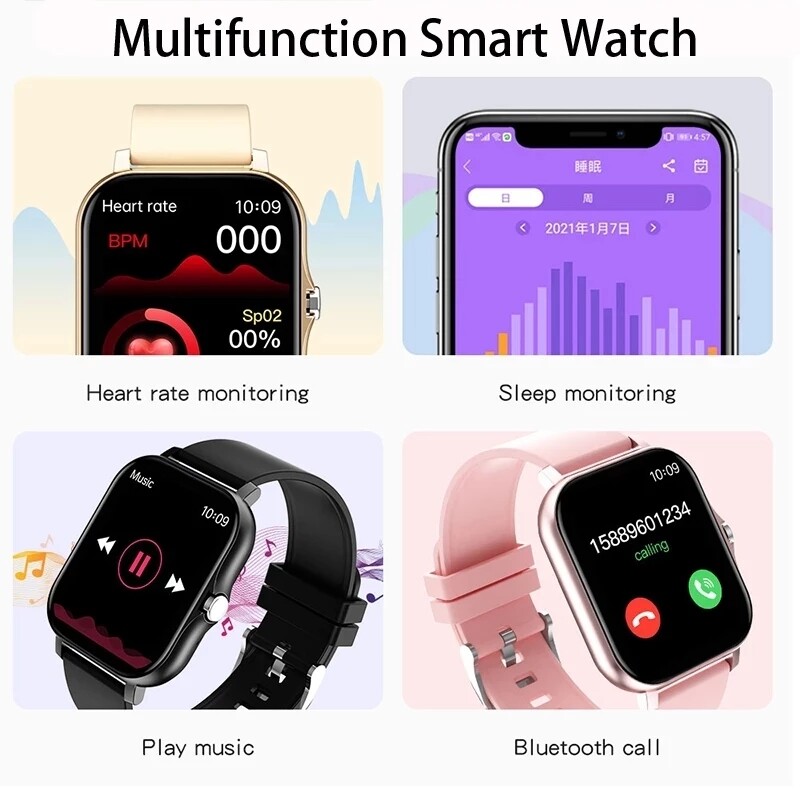 LIGE New Smart Watch Women inch Color Screen Full touch Fitness  Tracker Bluetooth Call Smart Watch For Men For Android IOS+ Box