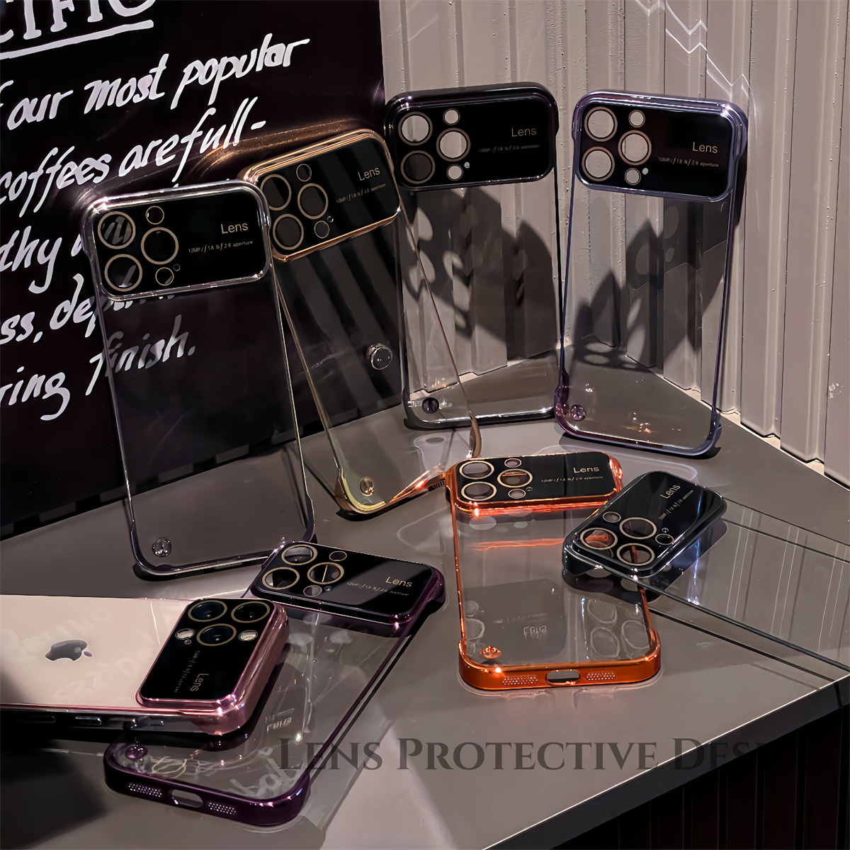 Luxury Boundless Plating Phone Case For iPhone 14 13 12 11 Pro Max 12 13 Pro 14 plus 11 Pro Max Hard PC Transparent Large Window Phone Case For iPhone 14 Pro Max