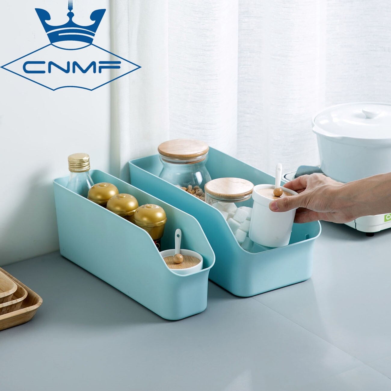 CNMF 1pcs Plastic Storage Box Storage Containers for Kitchen Fridge Cabinet Freezer Desk Organizer