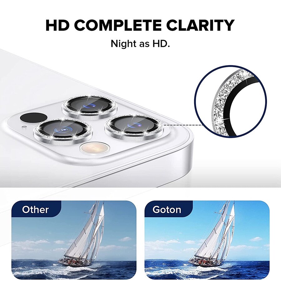 Tấm Bảo Vệ Ống Kính Máy Ảnh Lấp Lánh Kim Cương Cho Iphone 13 12 11 Mini Pro Max Tấm Phim Bảo Vệ Ống Kính Máy Ảnh Vòng Kim Loại Kính Cường Lực