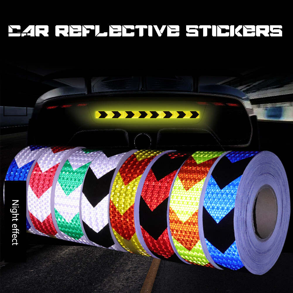 Racing Car 5cmx300cm Car Reflective Warning Strip Stickers Auto Arrow Sign Tape Warning Tape Reflective Film Safe Driving