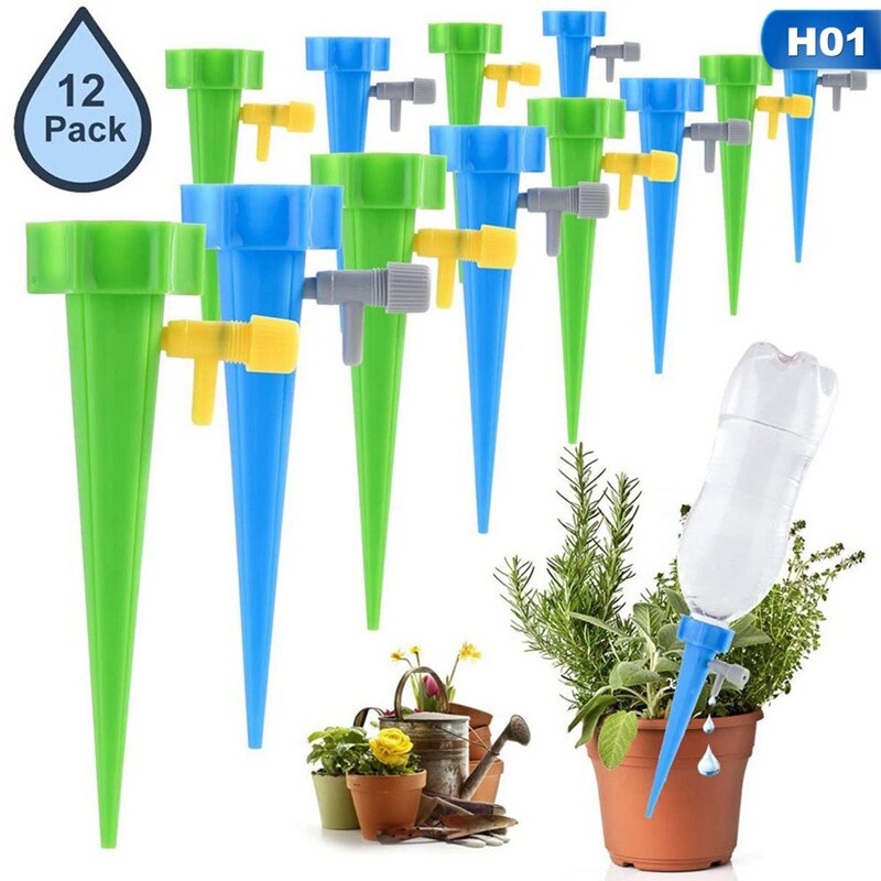 Bộ 12 dụng cụ nhỏ giọt tưới nước tự động cho cây trồng trong chậu với van điều khiển dễ điều chỉnh - 206801-1